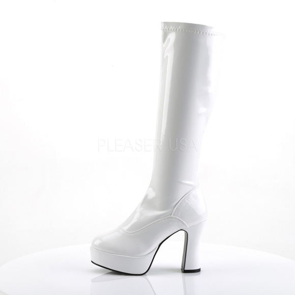 Shoes - Patent Leather Platform Knee High Heel Boots